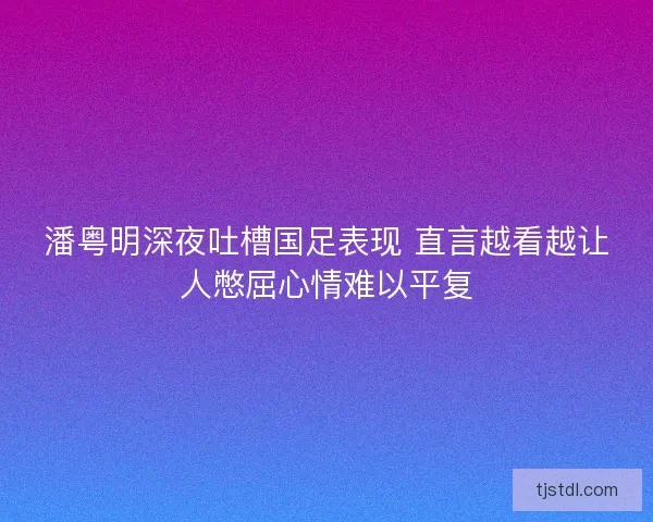 潘粤明深夜吐槽国足表现 直言越看越让人憋屈心情难以平复